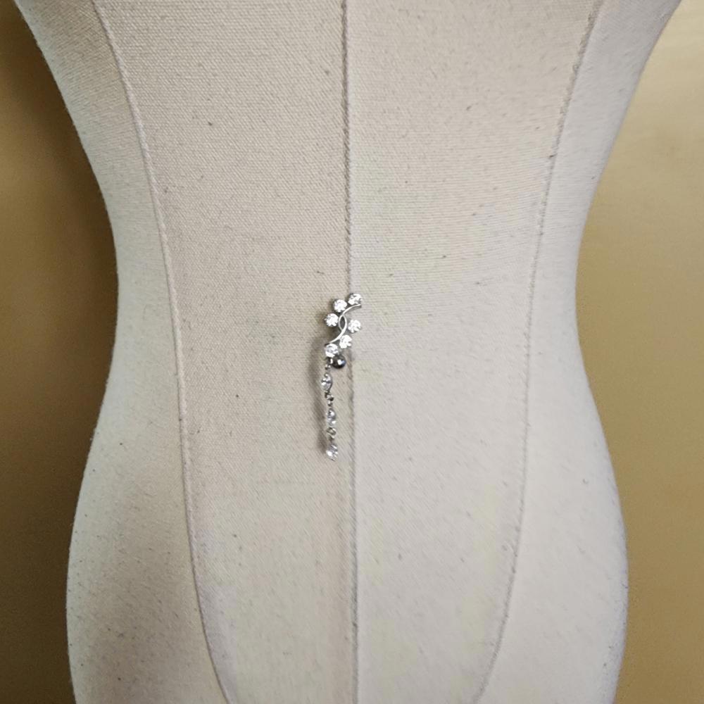 Silver Crystal Dangle Belly Button Ring - image 3